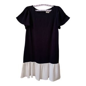 Harper Rose Dress Women's SZ 14 Black White Short Sleeve Pleated Skirt Dressy